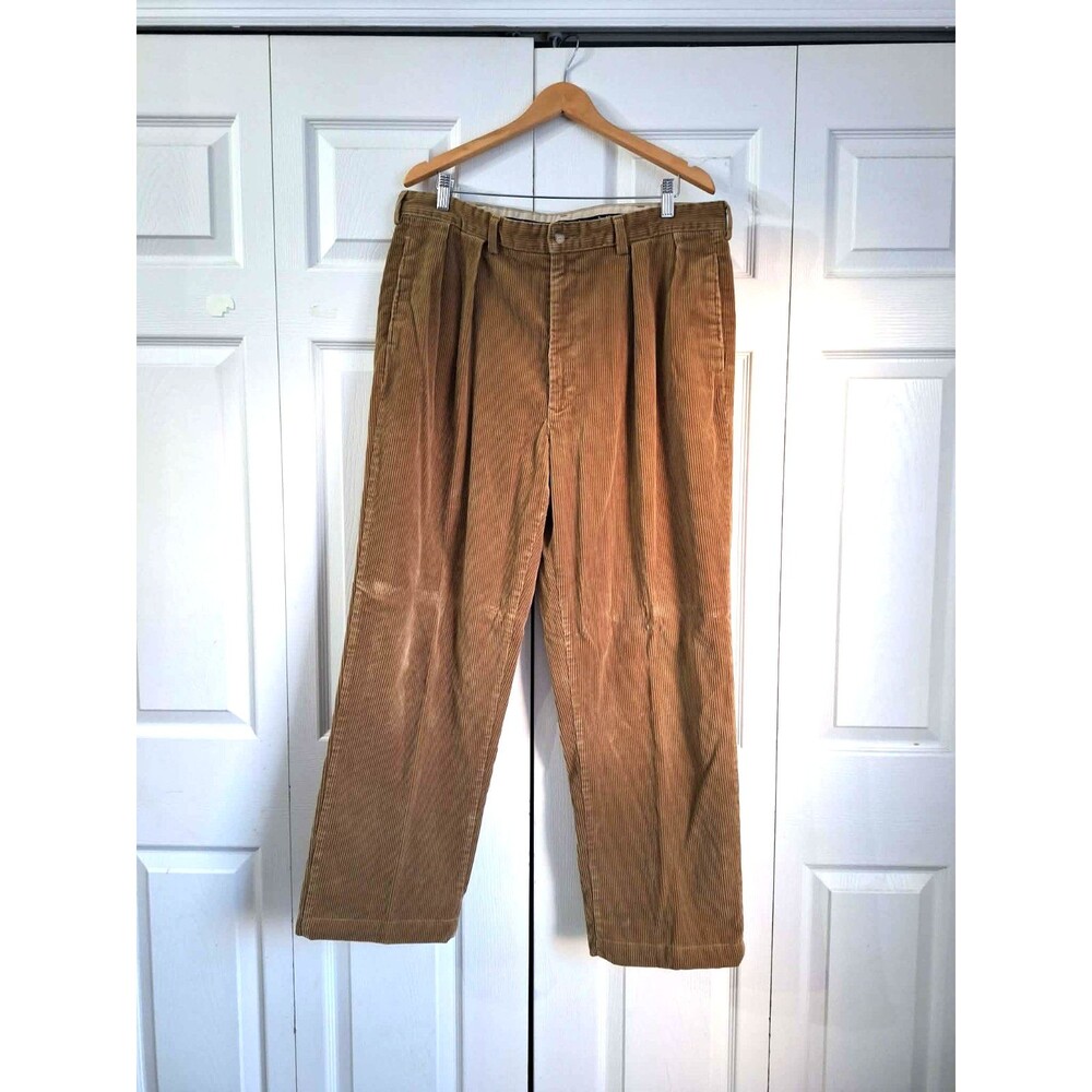 90s Ralph Lauren Polo Cords Andrew Corduroy Pants Mens 38X30 Tan Brown Pleated
